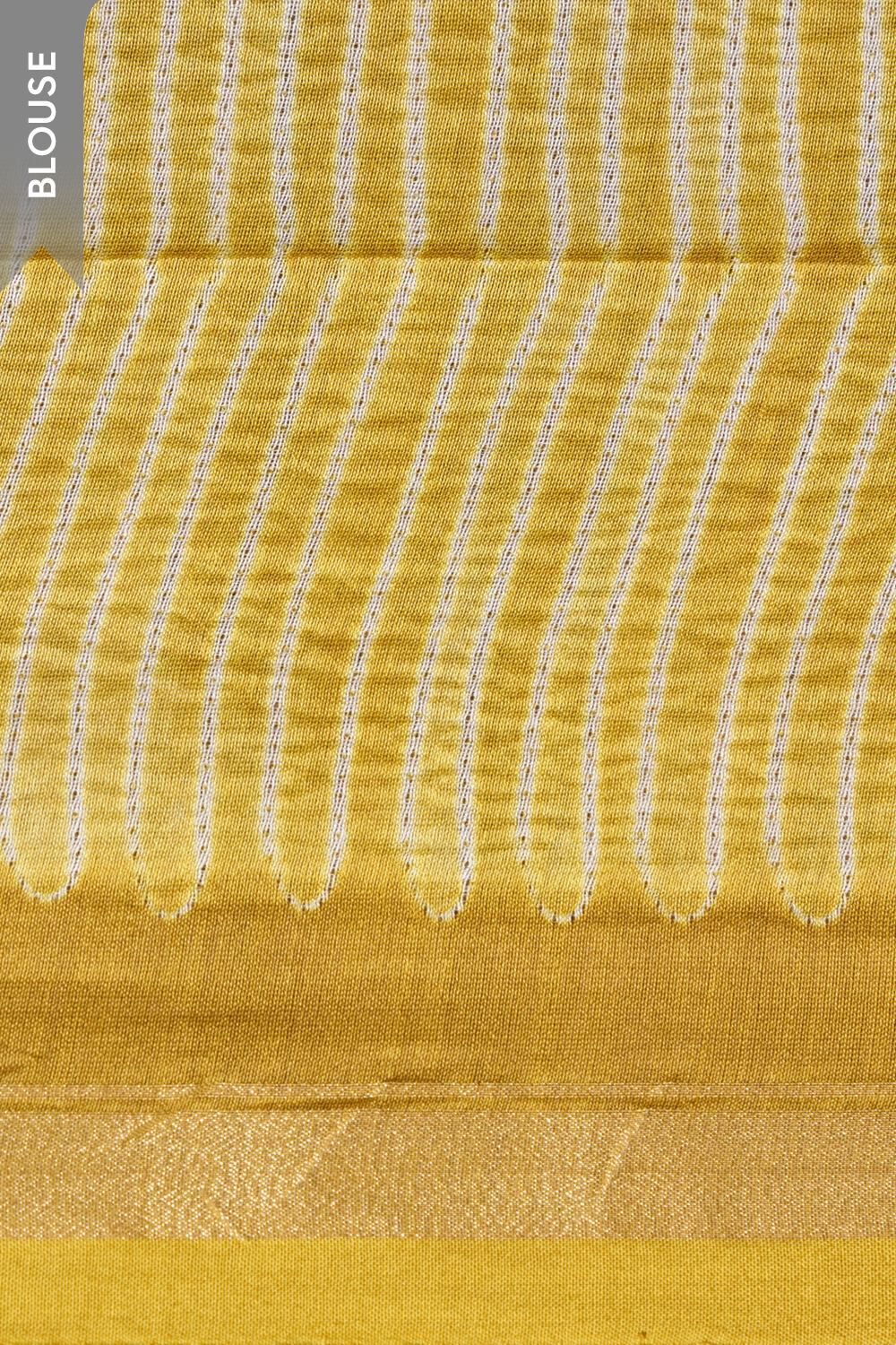 Light Yellow Pure Silk Cotton Shibori Saree image number null