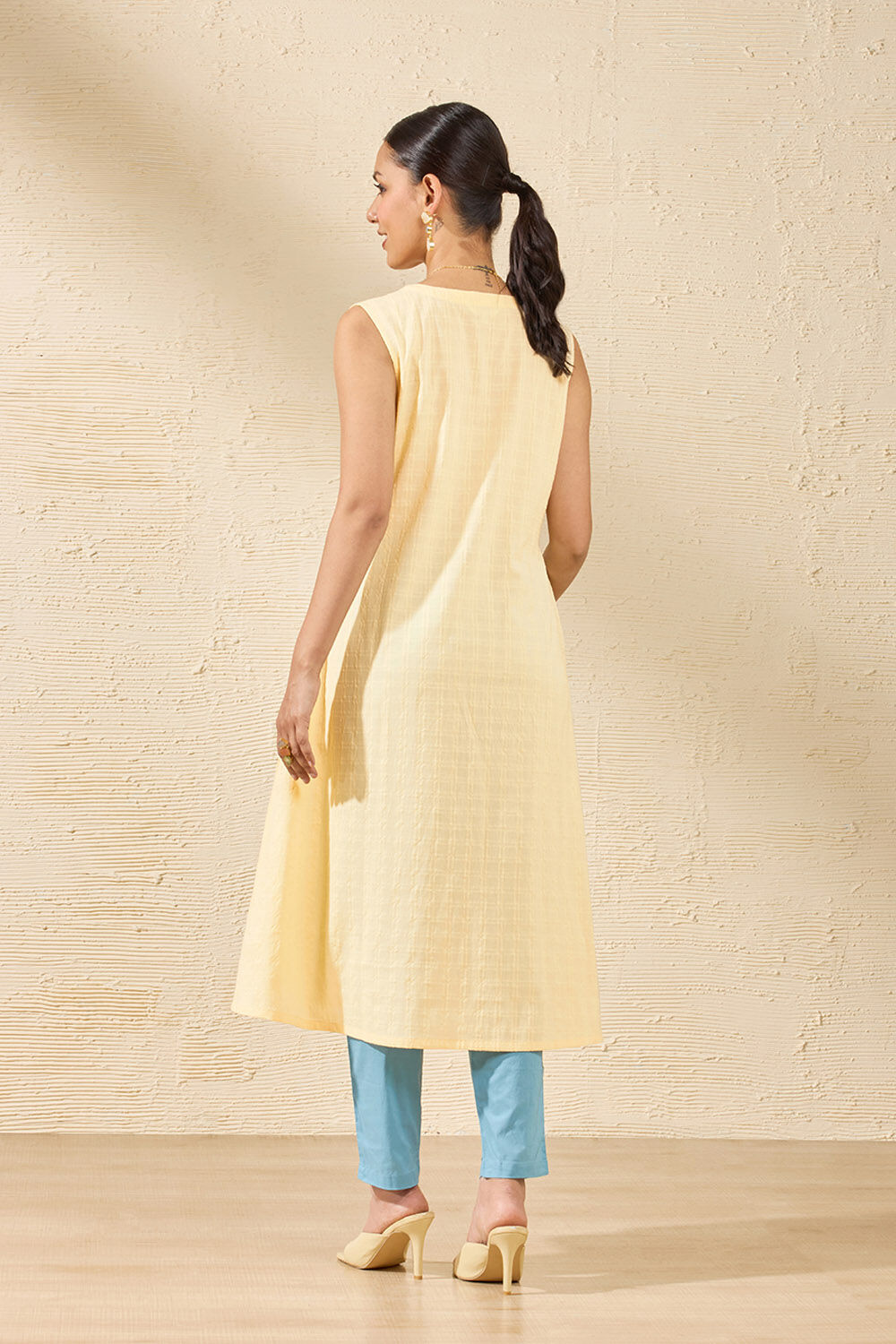 Light Blue Pure Cotton Marble Printed Kurta Set image number null