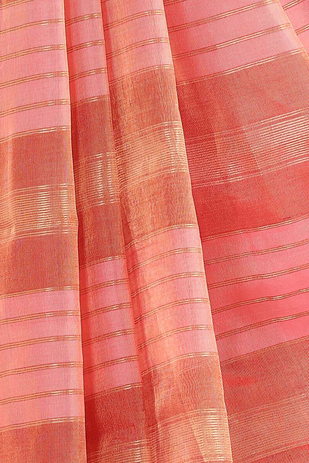 Light Pink Pure Cotton Tissue Maheshwari Saree image number null