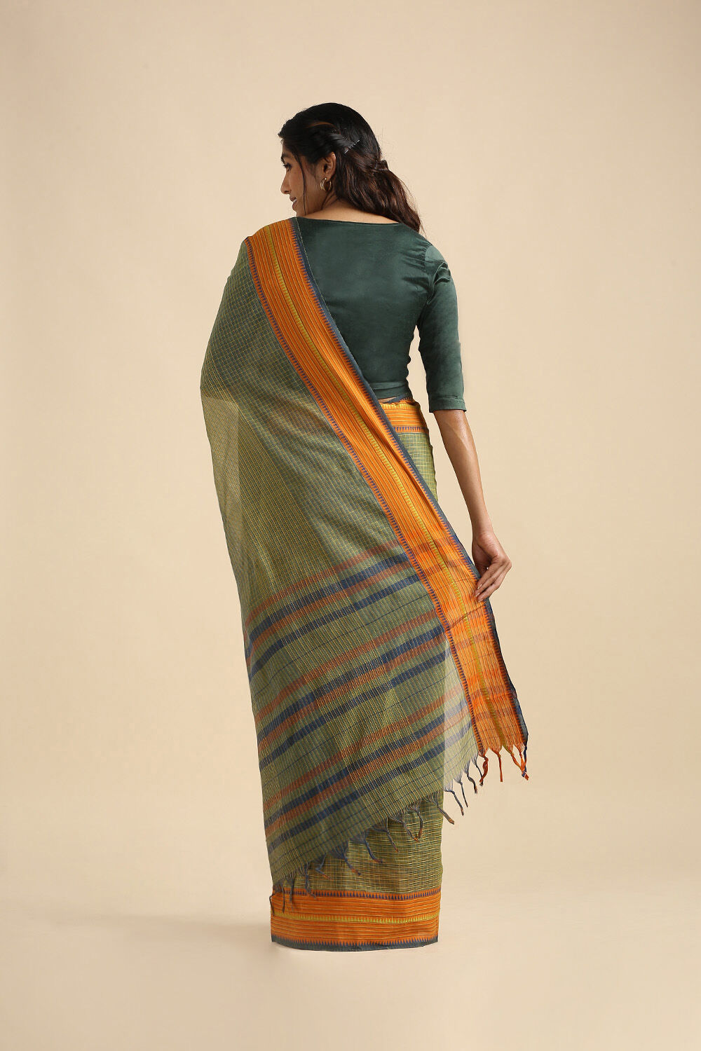 Green Pure Cotton Naranyanpet Saree image number null