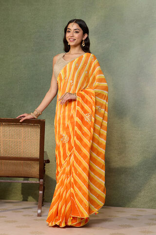 Orange Rajasthan Viscose Georgette Embroidered Saree thumbnail image number null