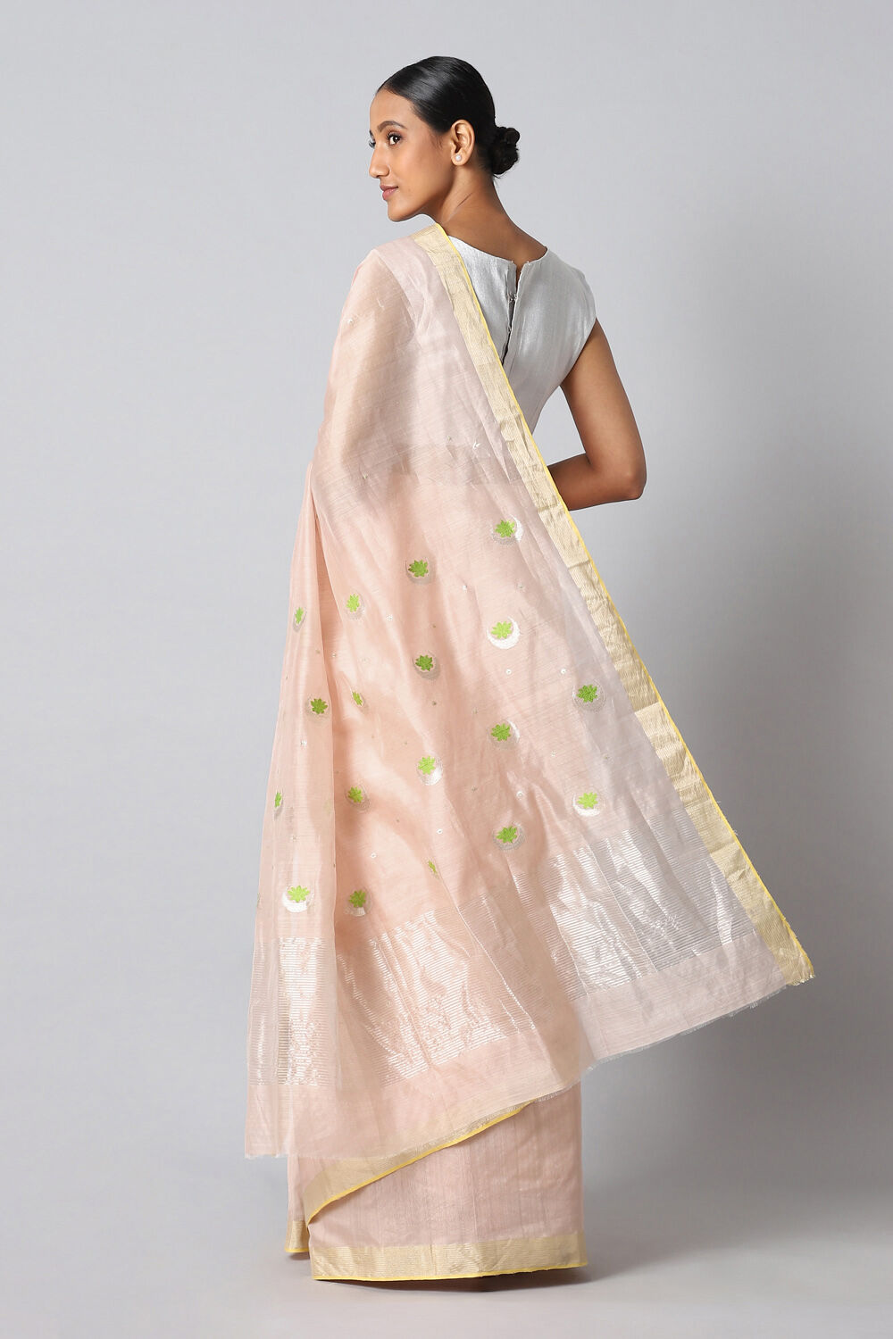 Light Orange Pure Silk Cotton Chanderi Saree image number null