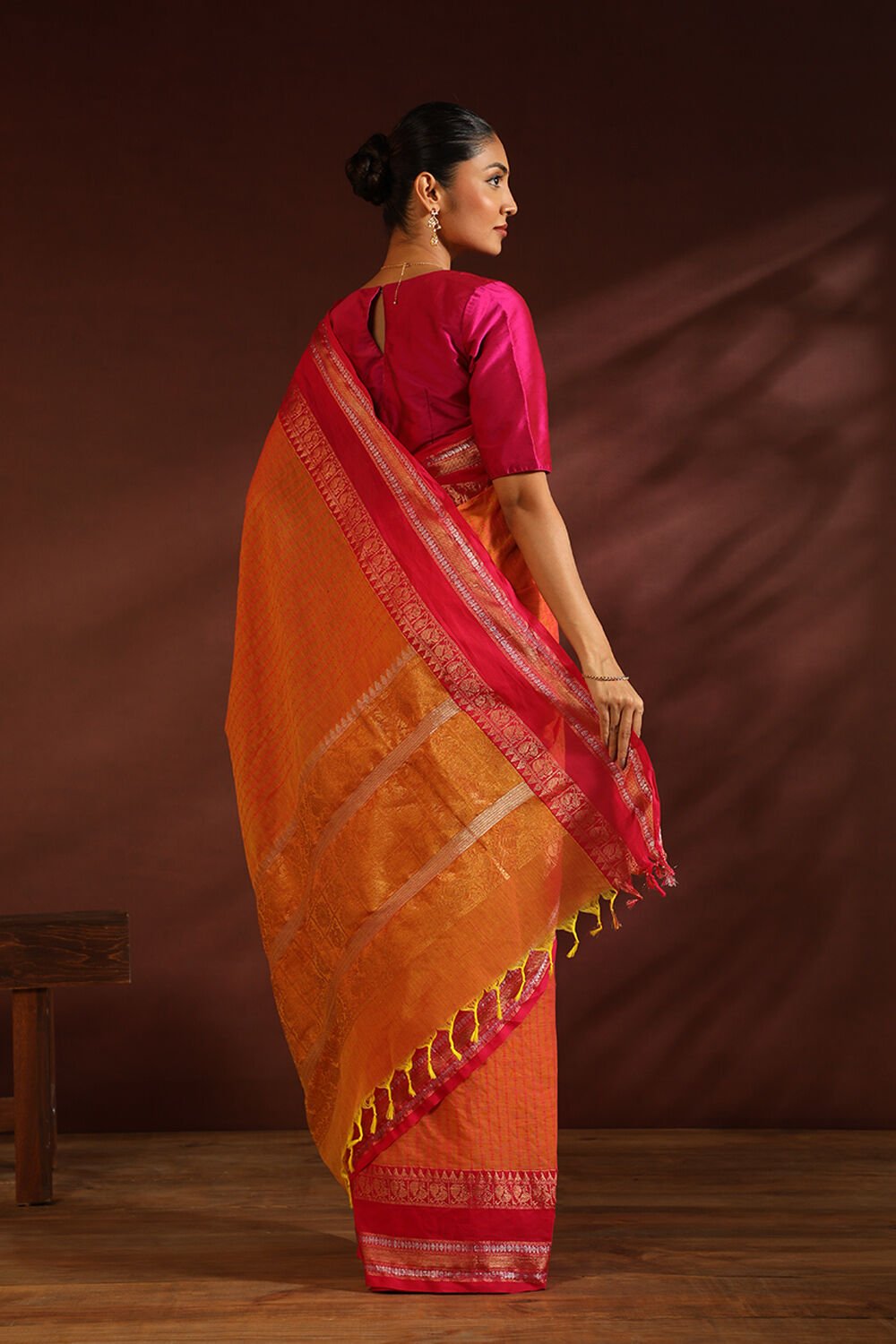 Orange South Pure Cotton Woven Saree image number null