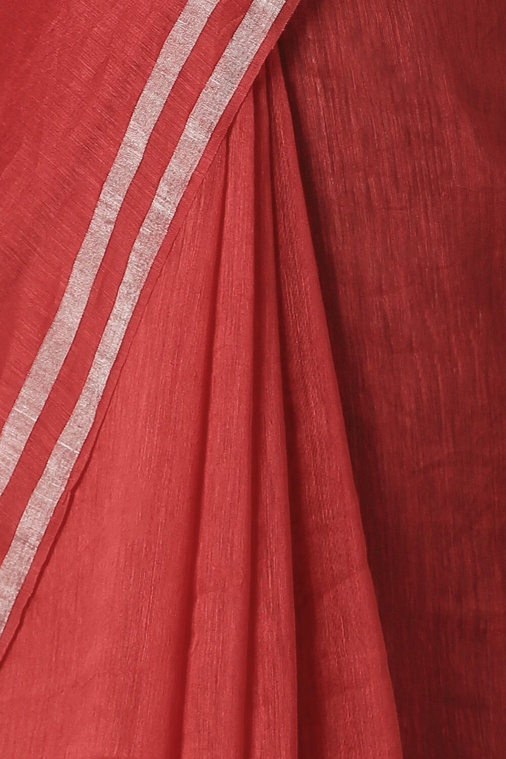 Red Pure Silk Linen Bengal Saree image number null