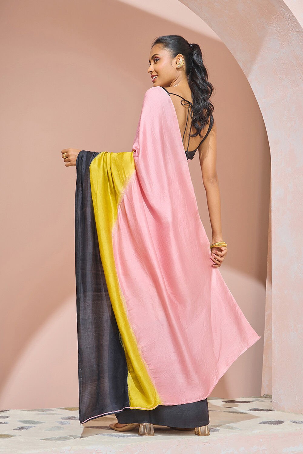 Multi Murshidabad Pure Silk Hand Painted Saree image number null