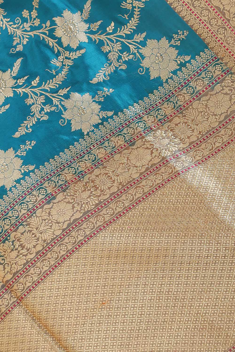 Dark Blue Pure Silk Banarasi Saree image number null