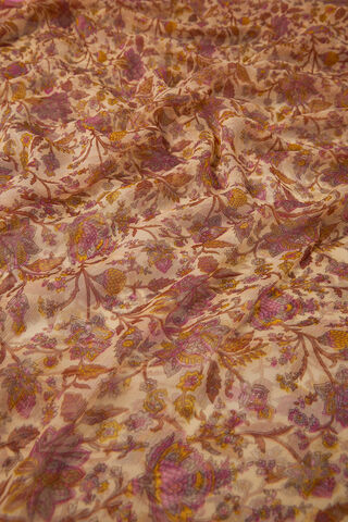 Yellow Screen Printed Viscose Chiffon Saree thumbnail image number null