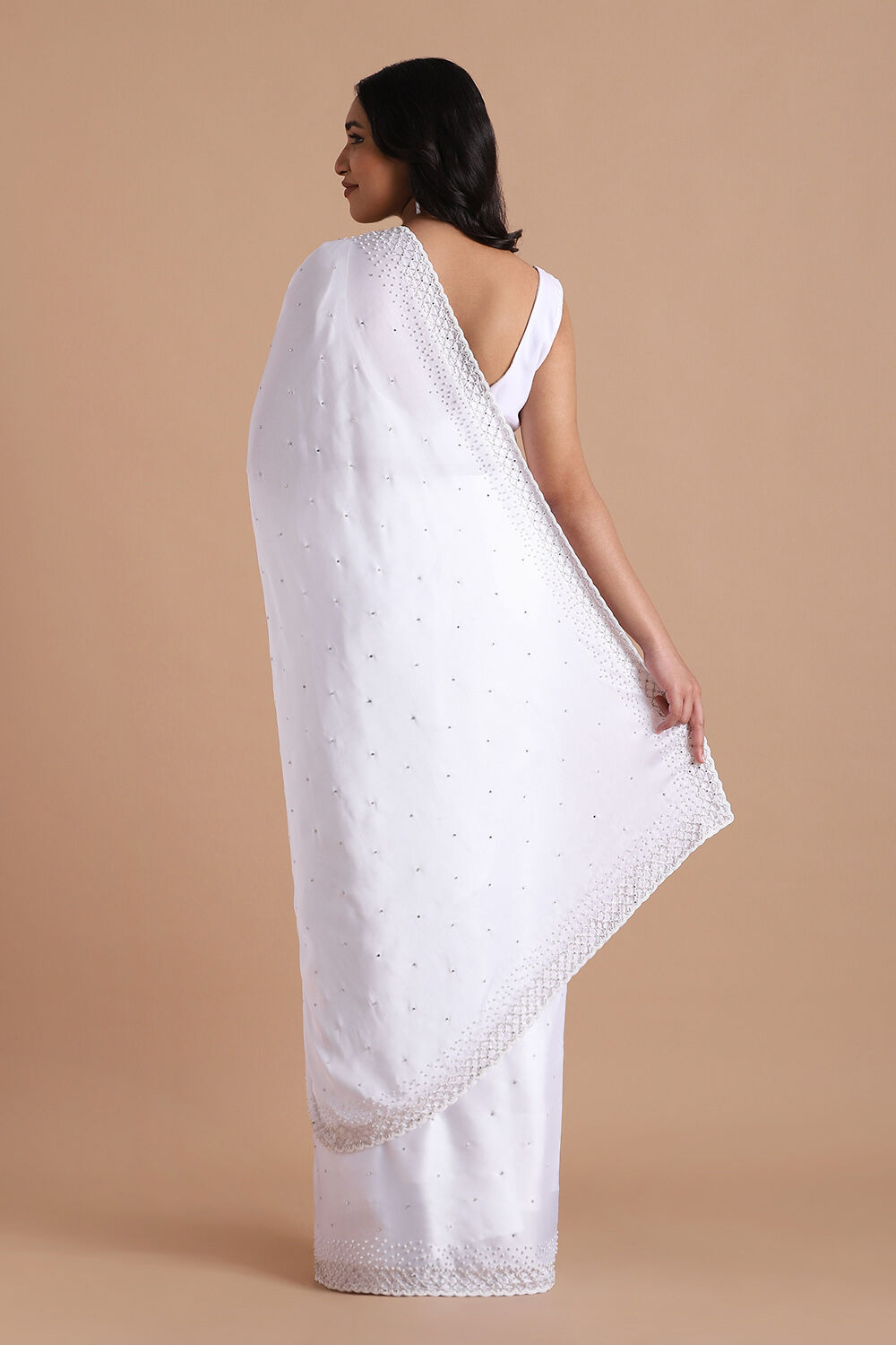 White Pure Embroidered Saree image number null