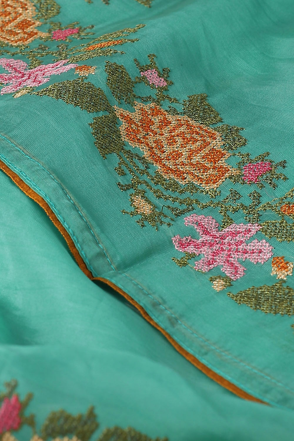 Light Blue Tencel Embroidered Saree image number null