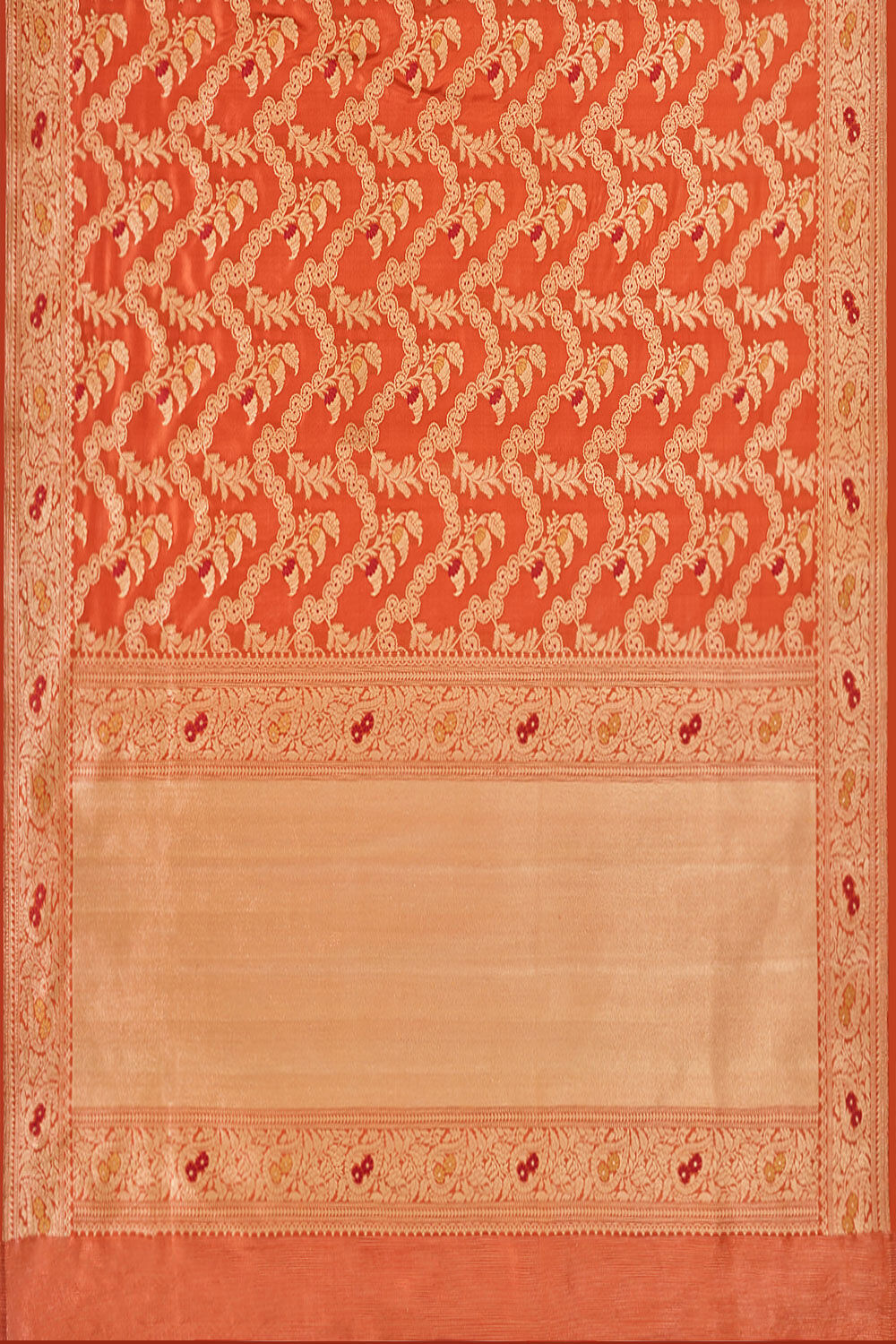 Orange Pure Silk Kadwa Banarasi Saree image number null