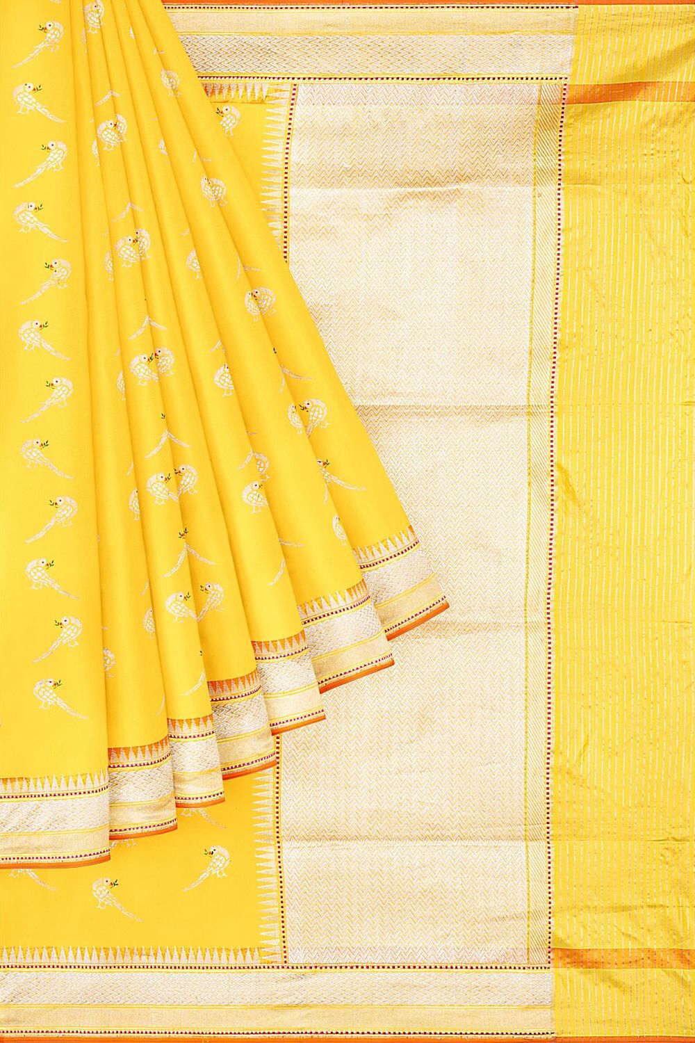 Yellow Pure Silk Banarasi Saree image number null