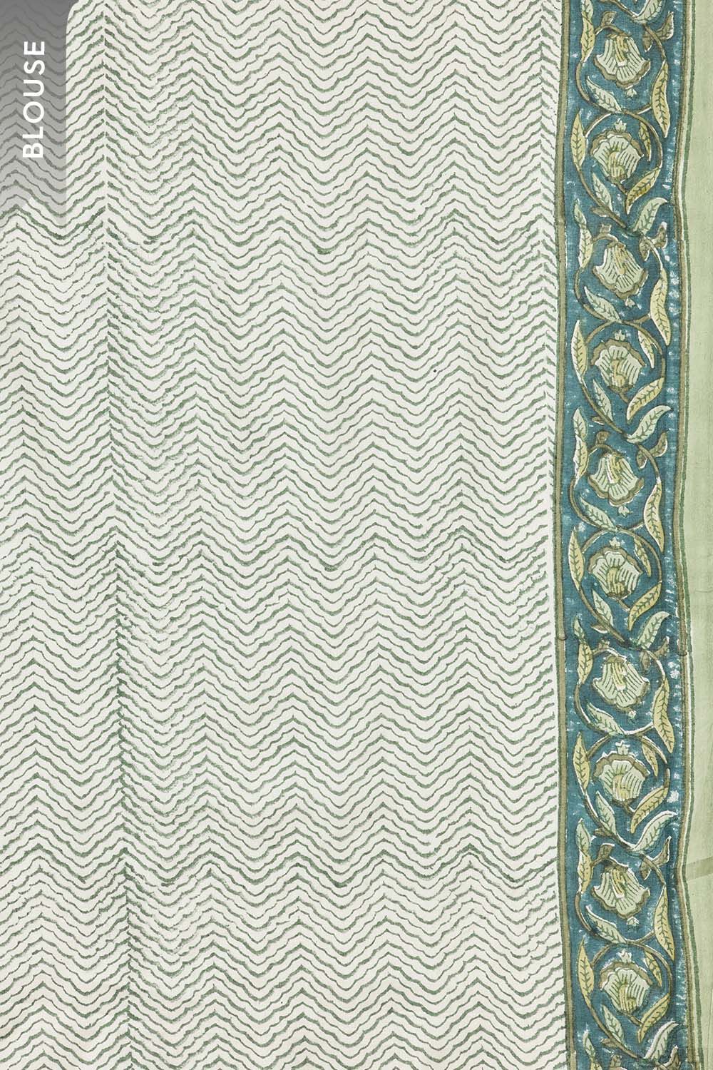 Green Rajasthan Bagru Block Printed Pure Cotton Saree image number null