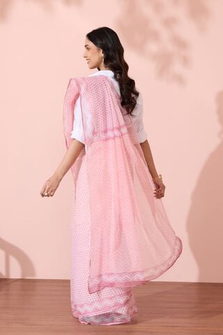 Light Pink Bagru Block Printed Pure Cotton Kota Saree thumbnail image number null