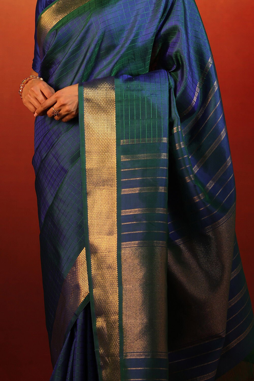 Blue Woven Pure Silk Kanjivaram Saree image number null