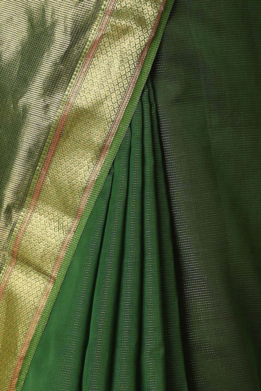 Green Pure Silk Cotton Maheswari Saree image number null