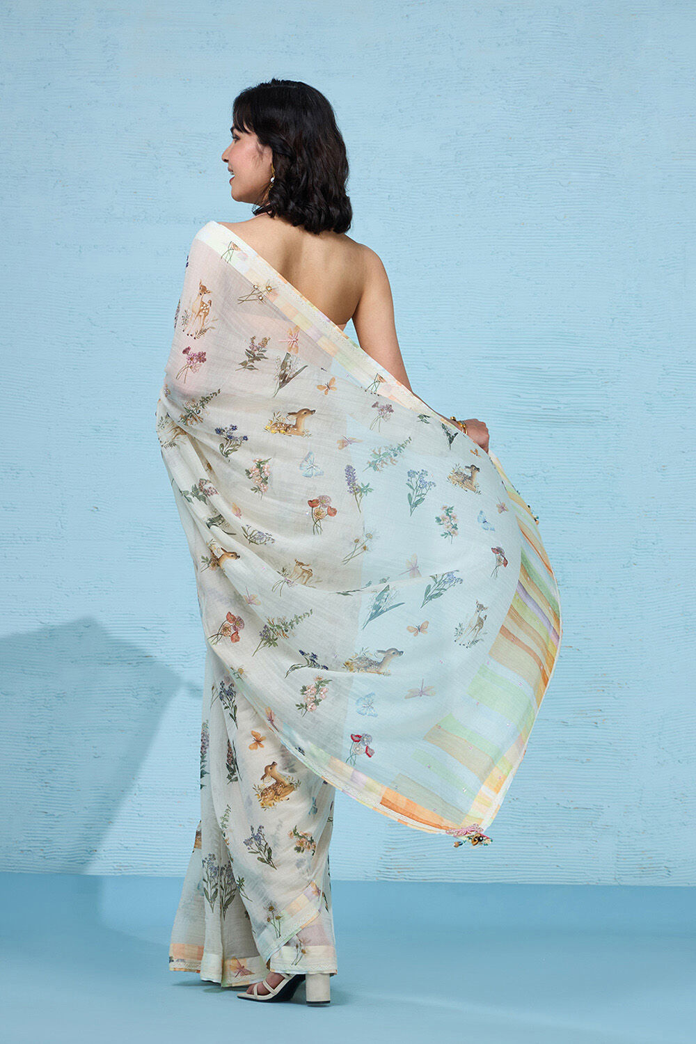 Off White Printed Pure Silk Cotton Saree image number null
