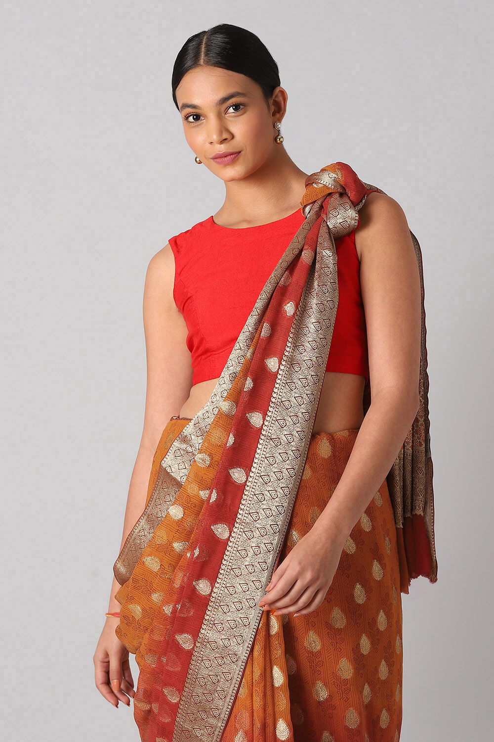 Orange Viscose Georgette Banarasi Saree image number null