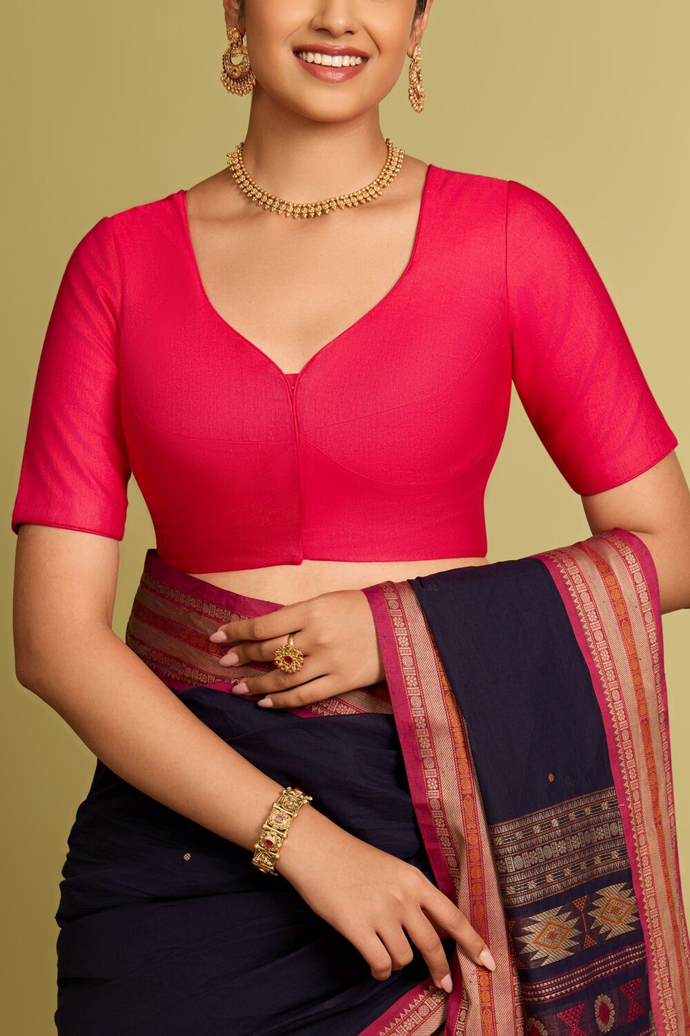 Dark Pink Viscose Silk Woven Blouse image number null