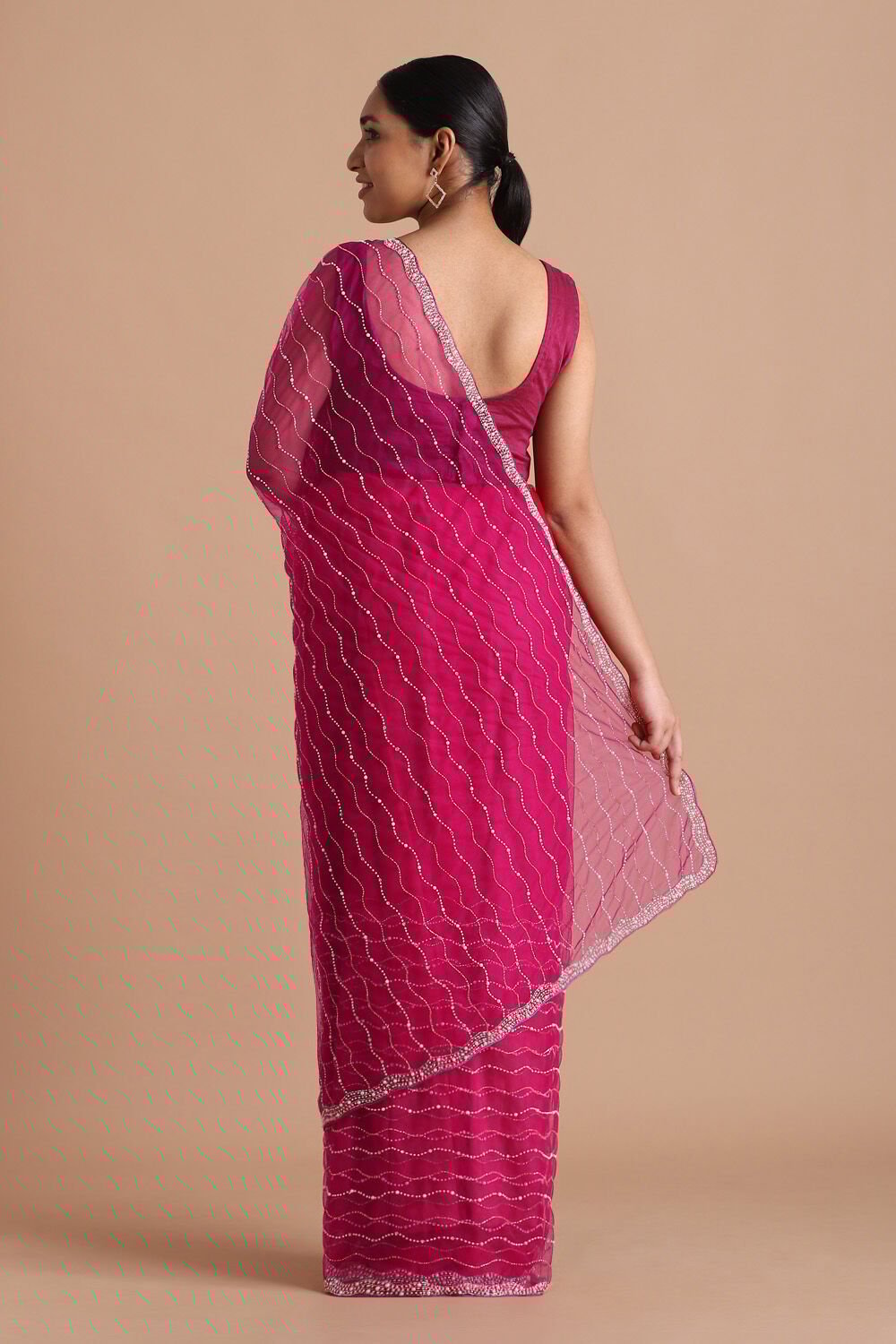 Dark Pure Pink Embroidered Saree image number null