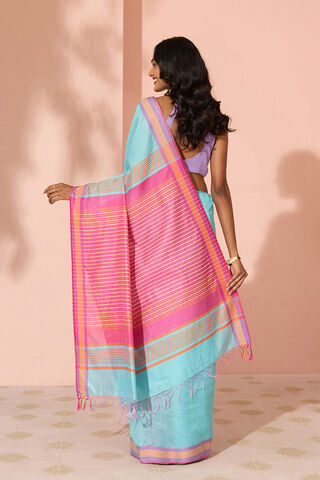 Blue Woven Silk Viscose Bhagalpur Saree thumbnail image number null