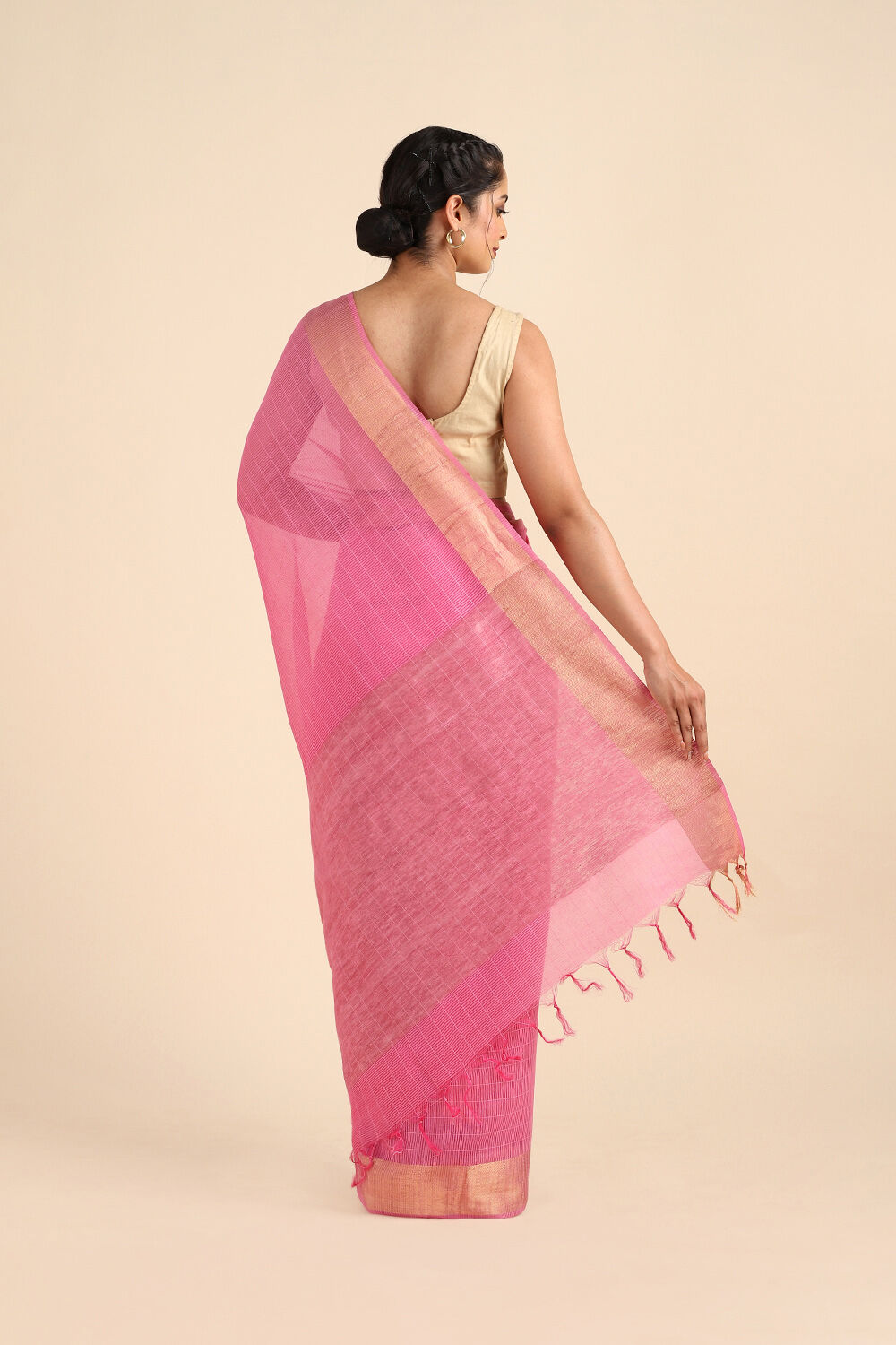 Pink Pure Silk Woven Saree image number null