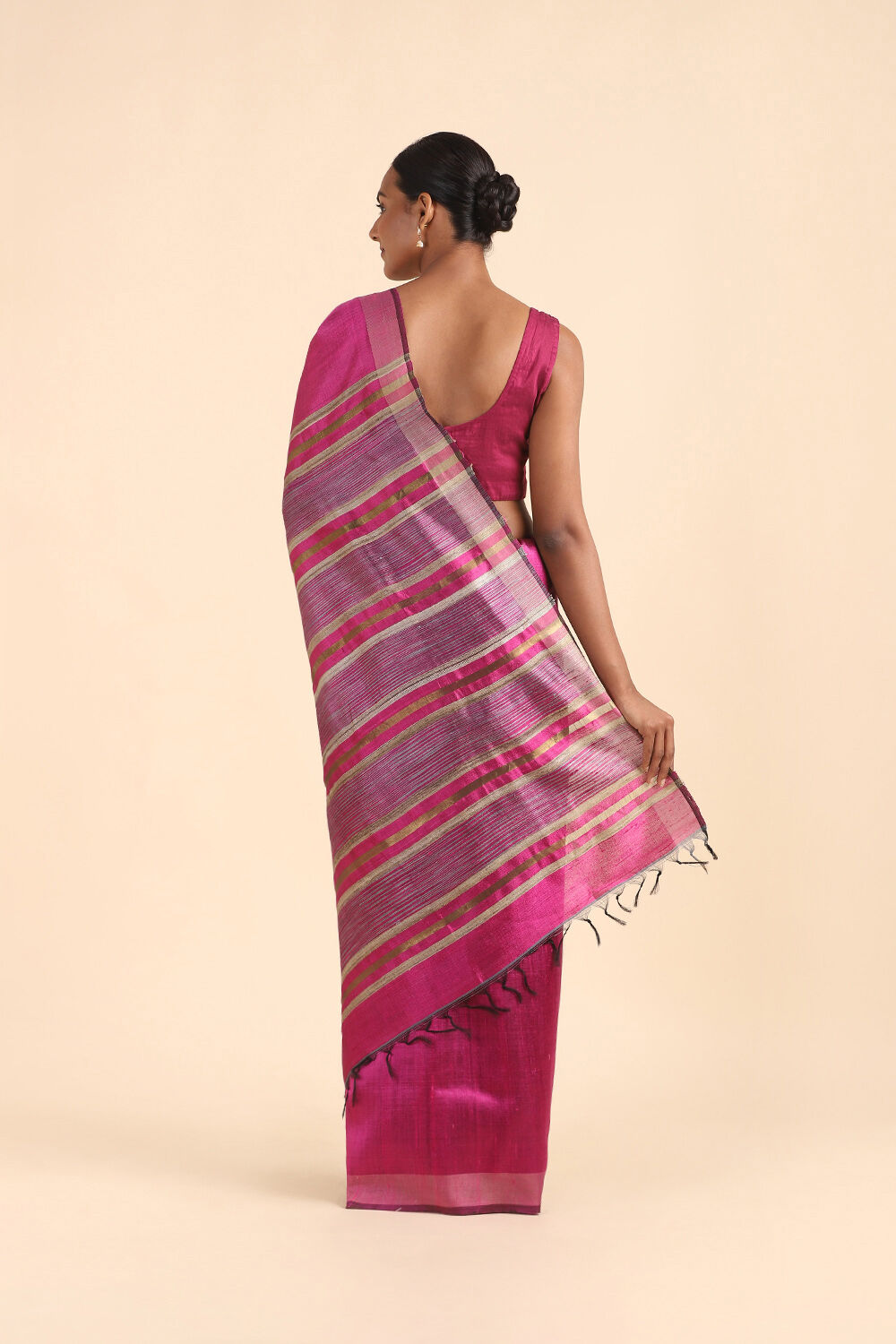 Pink Pure Tussar Silk Bhagalpuri Saree image number null
