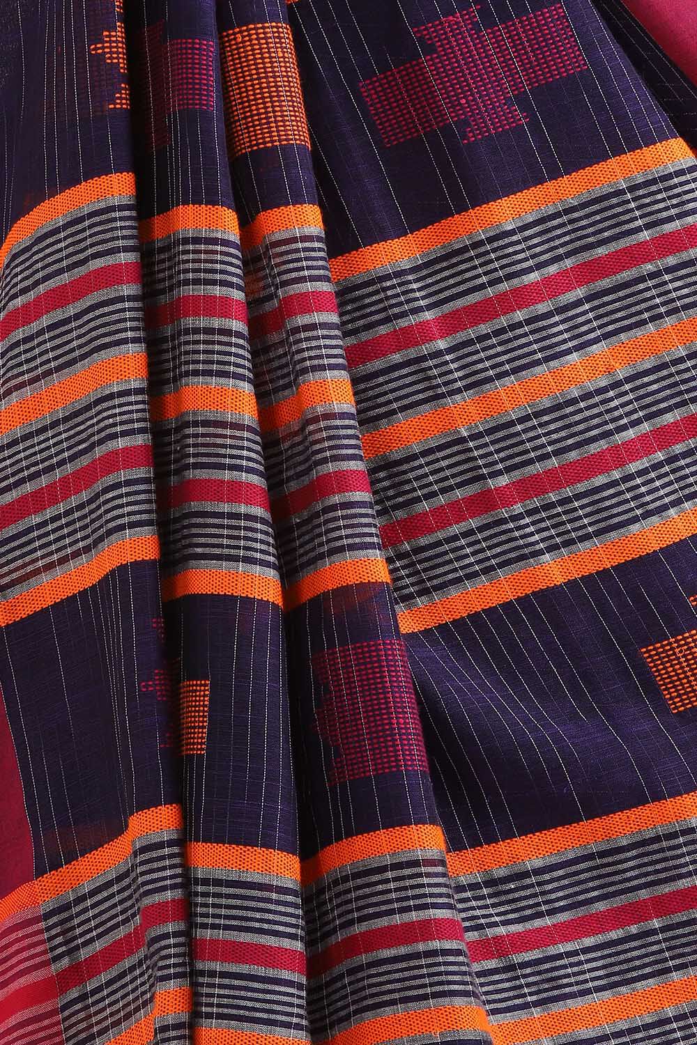Dark Pure Blue Cotton Bengal Saree image number null