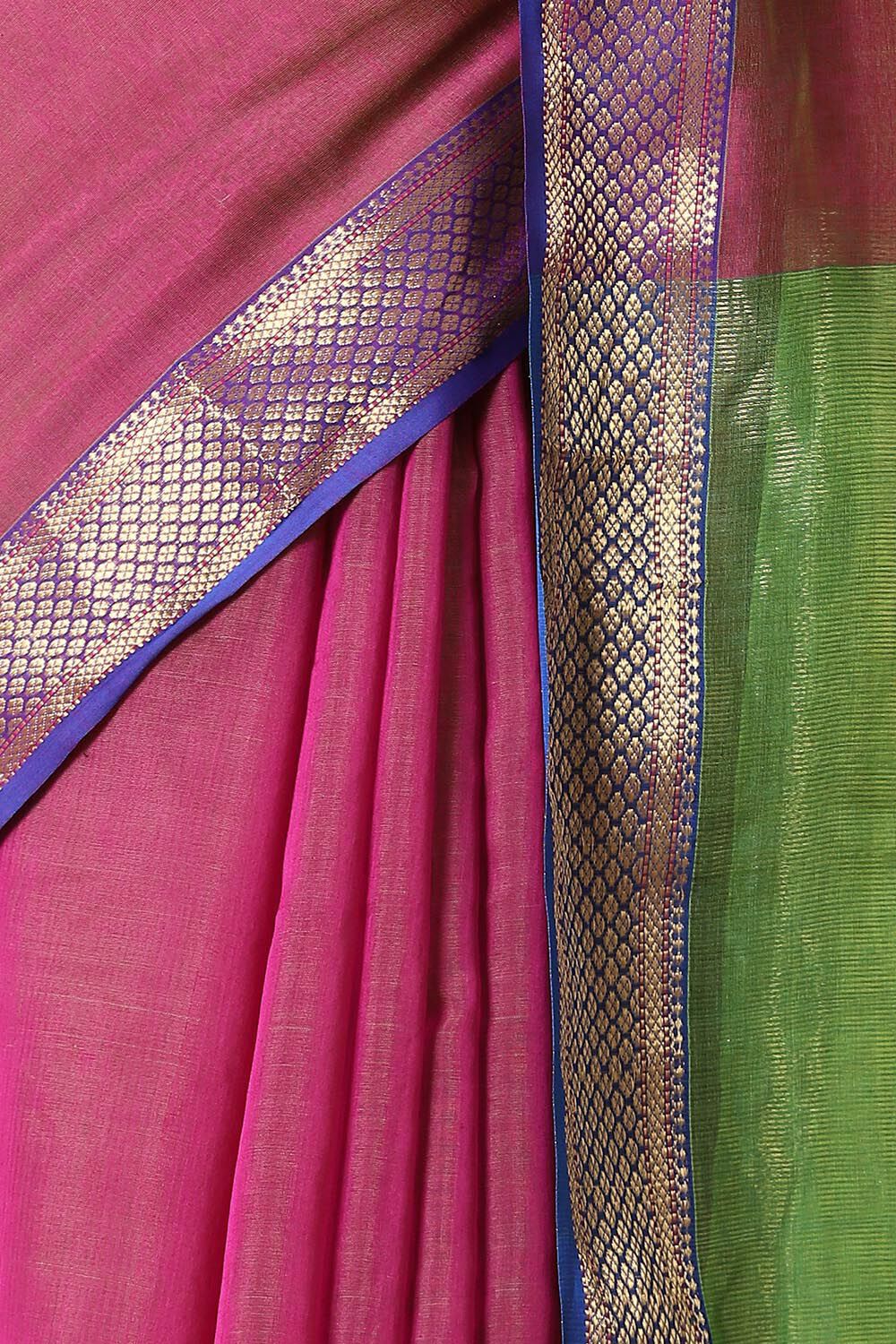 Pink Pure Silk Cotton Maheswari Saree image number null