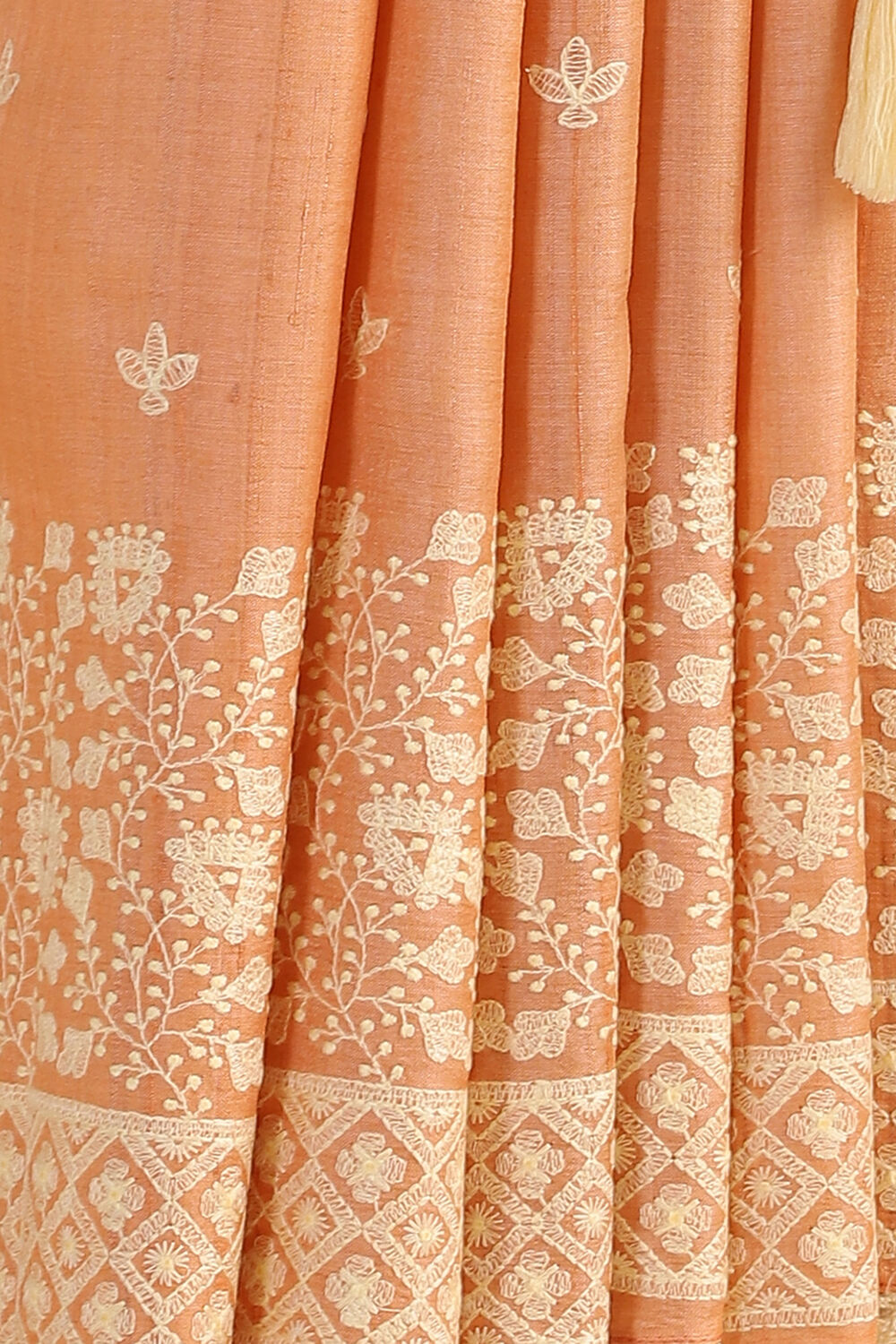Light Orange Embroidered Pure Tussar Saree image number null