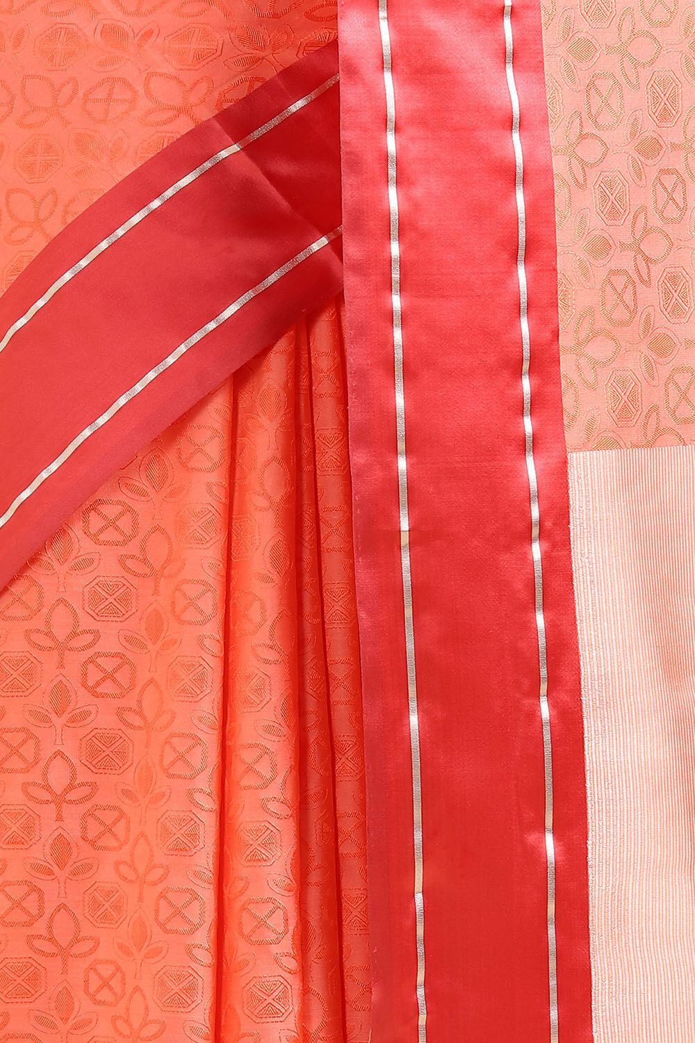 Light Orange Pure Silk Banarasi Tanchoi Saree image number null
