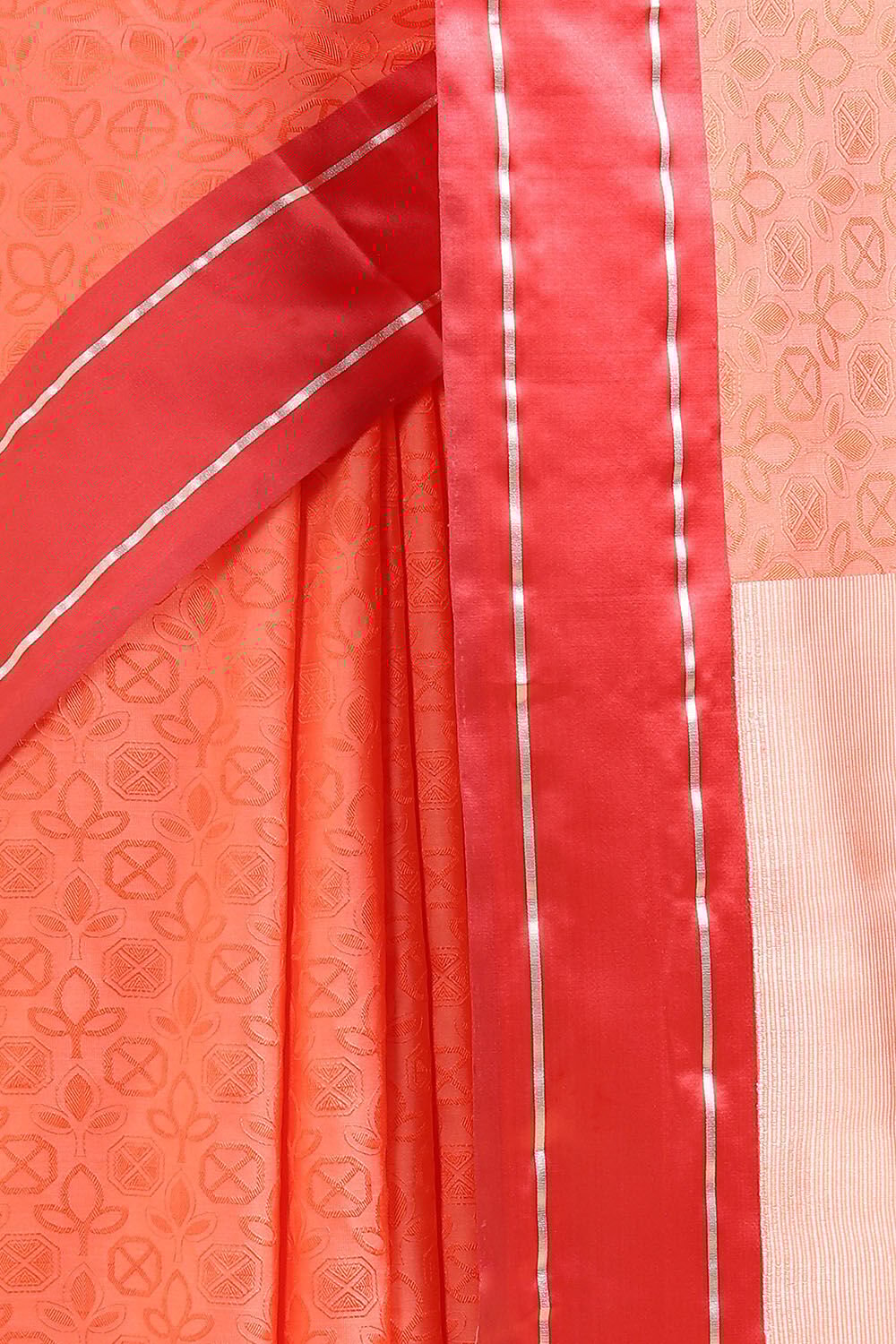 Light Orange Pure Silk Banarasi Tanchoi Saree image number null