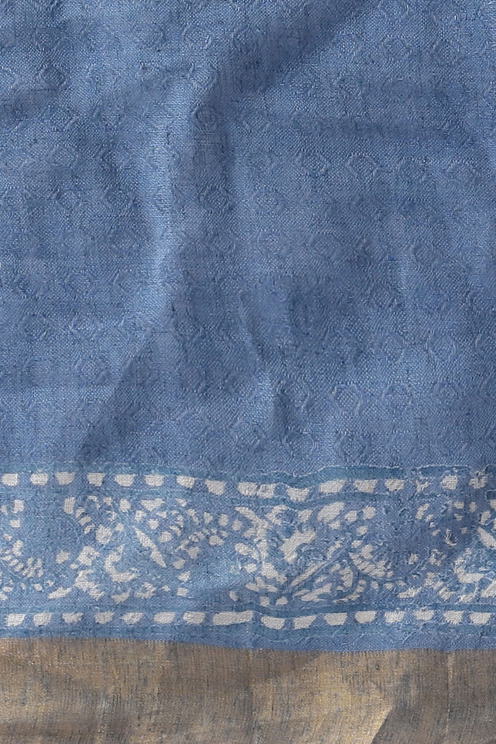 Blue Pure Linen Printed Saree image number null