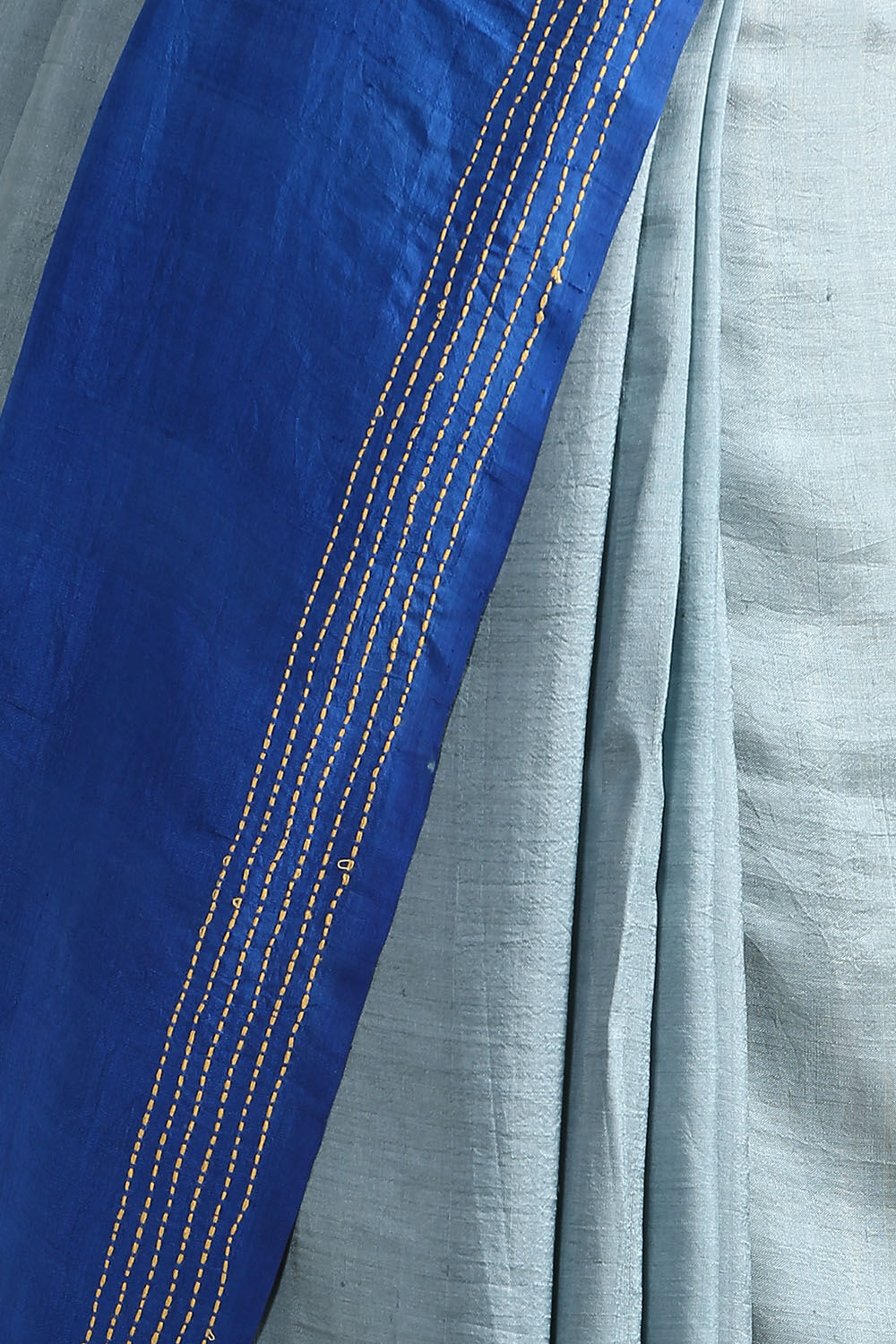 Blue Pure Silk Kantha Saree image number null