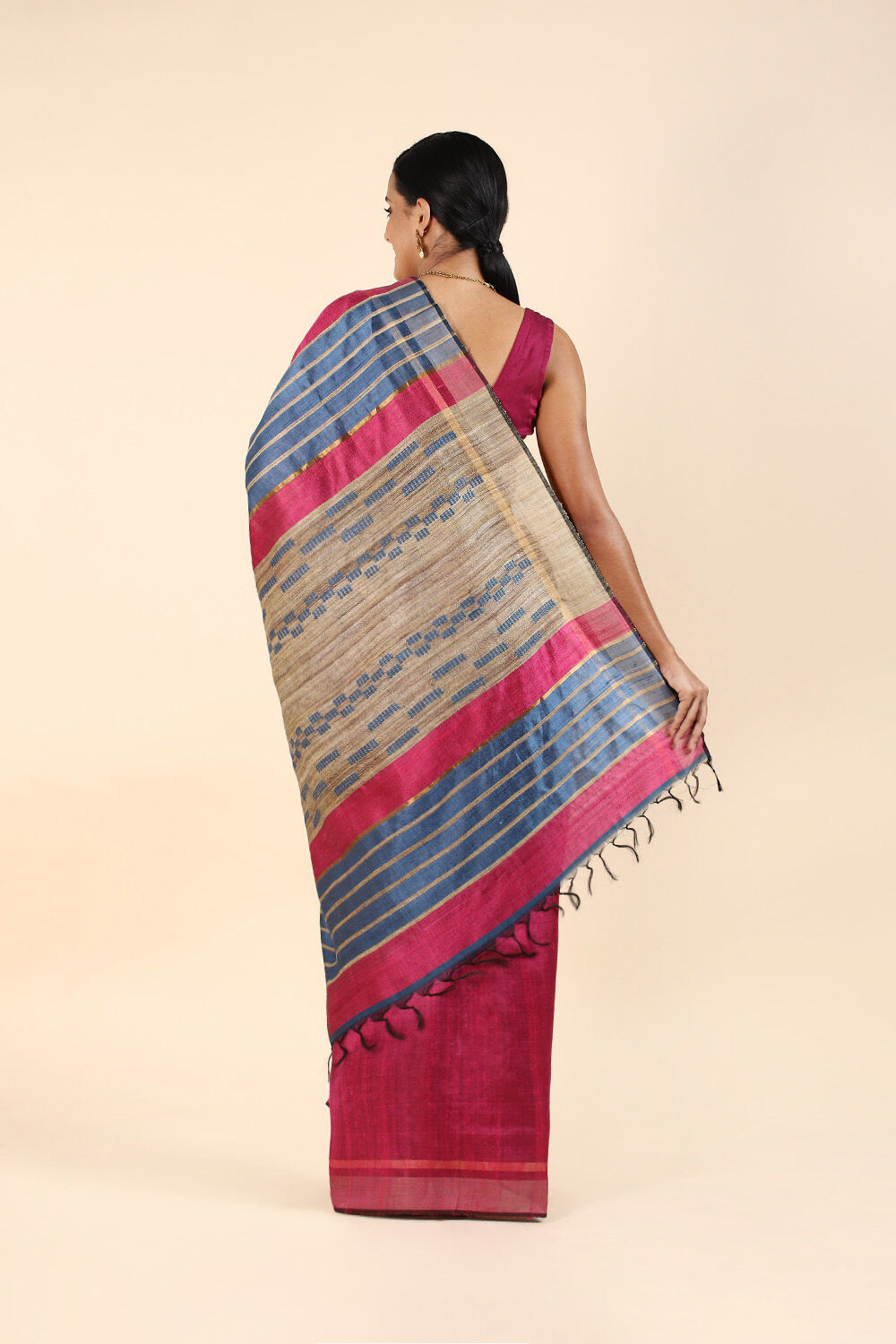 Pink Pure Tussar Silk Bhagalpuri Saree image number null