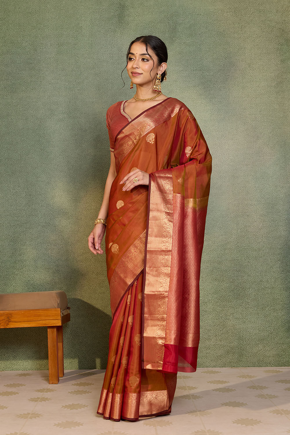 Brown Woven Apsara Silk Viscose Saree image number null
