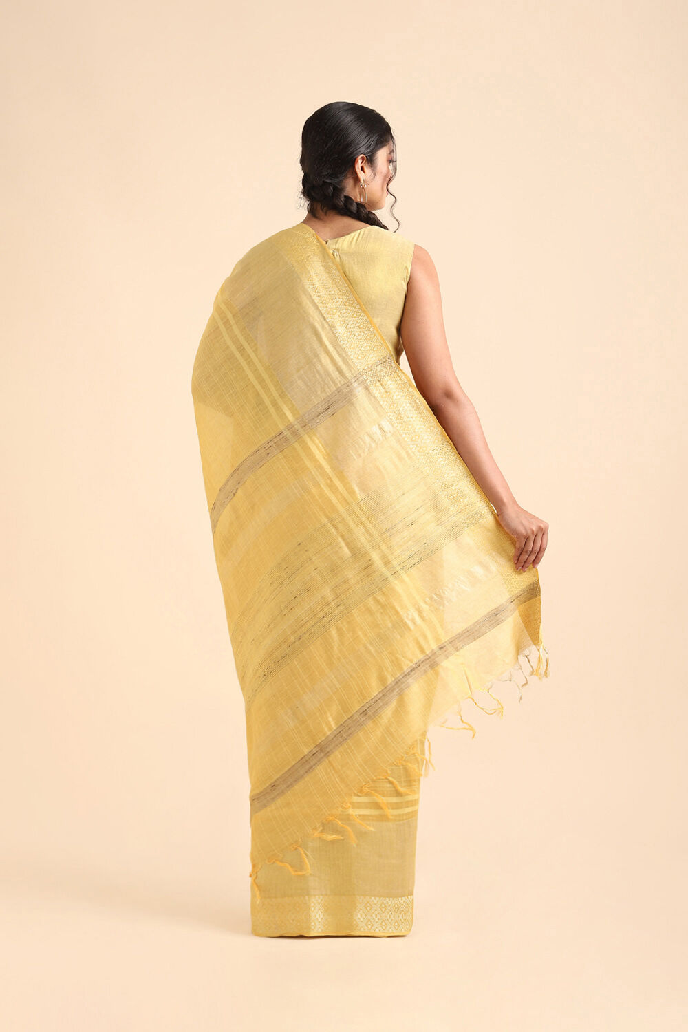 Light Blue Pure Tussar Silk Bhagalpuri Saree image number null