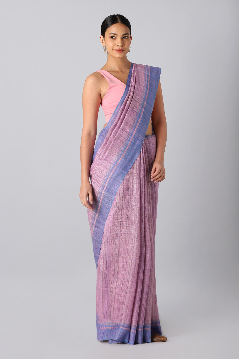 Light Violet Pure Tussar Silk Bhagalpuri Saree image number null