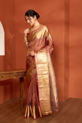 Brown Woven Kanjeevaram Inspired Design Silk Viscose Saree thumbnail image number null