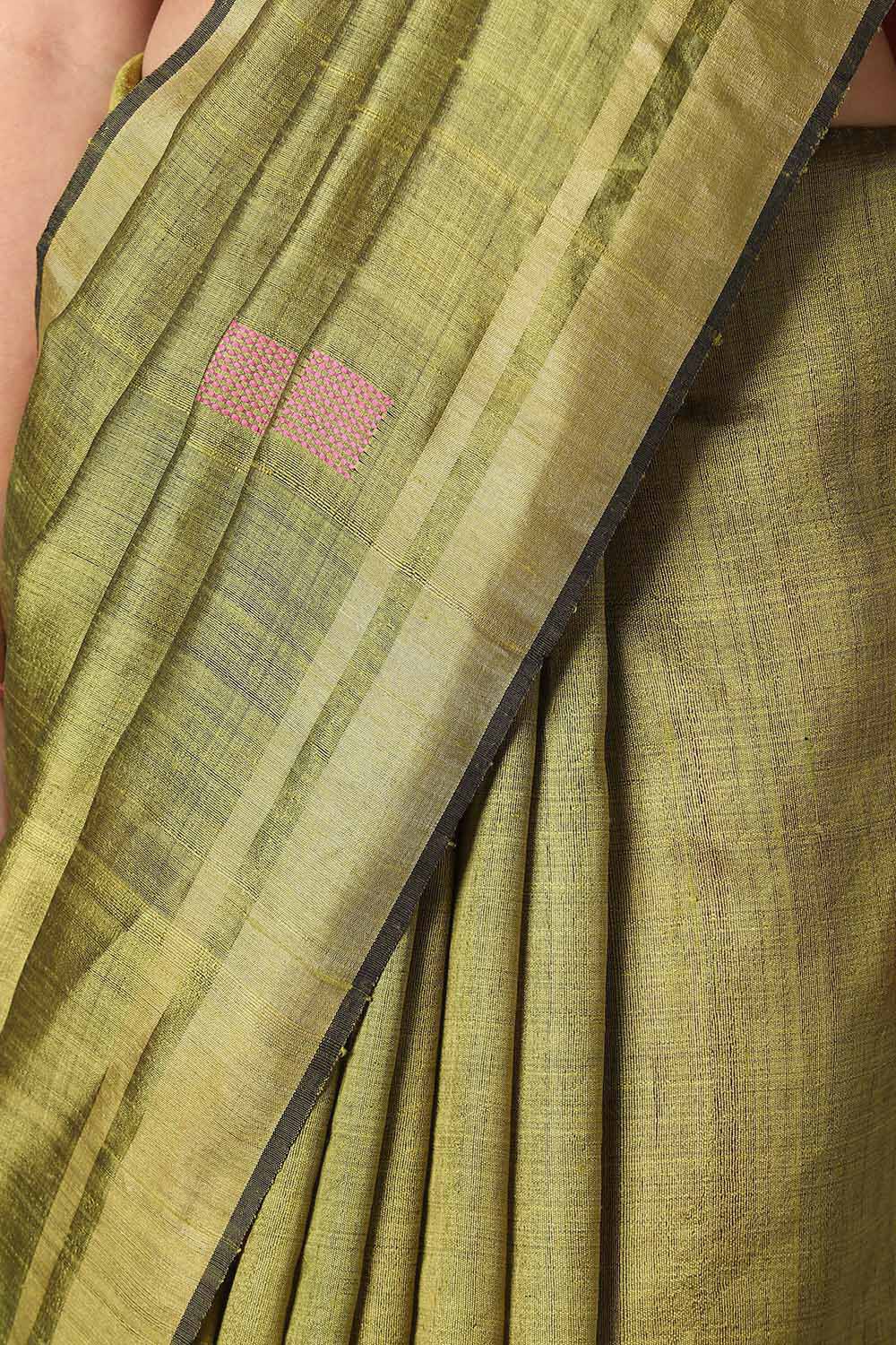 Light Green Pure Tussar Silk Bhagalpuri Saree image number null