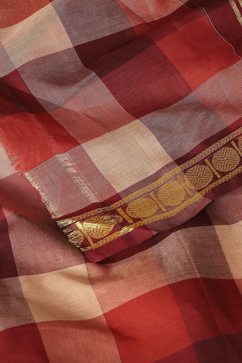 Red Pure Cotton Chettinad Saree image number null