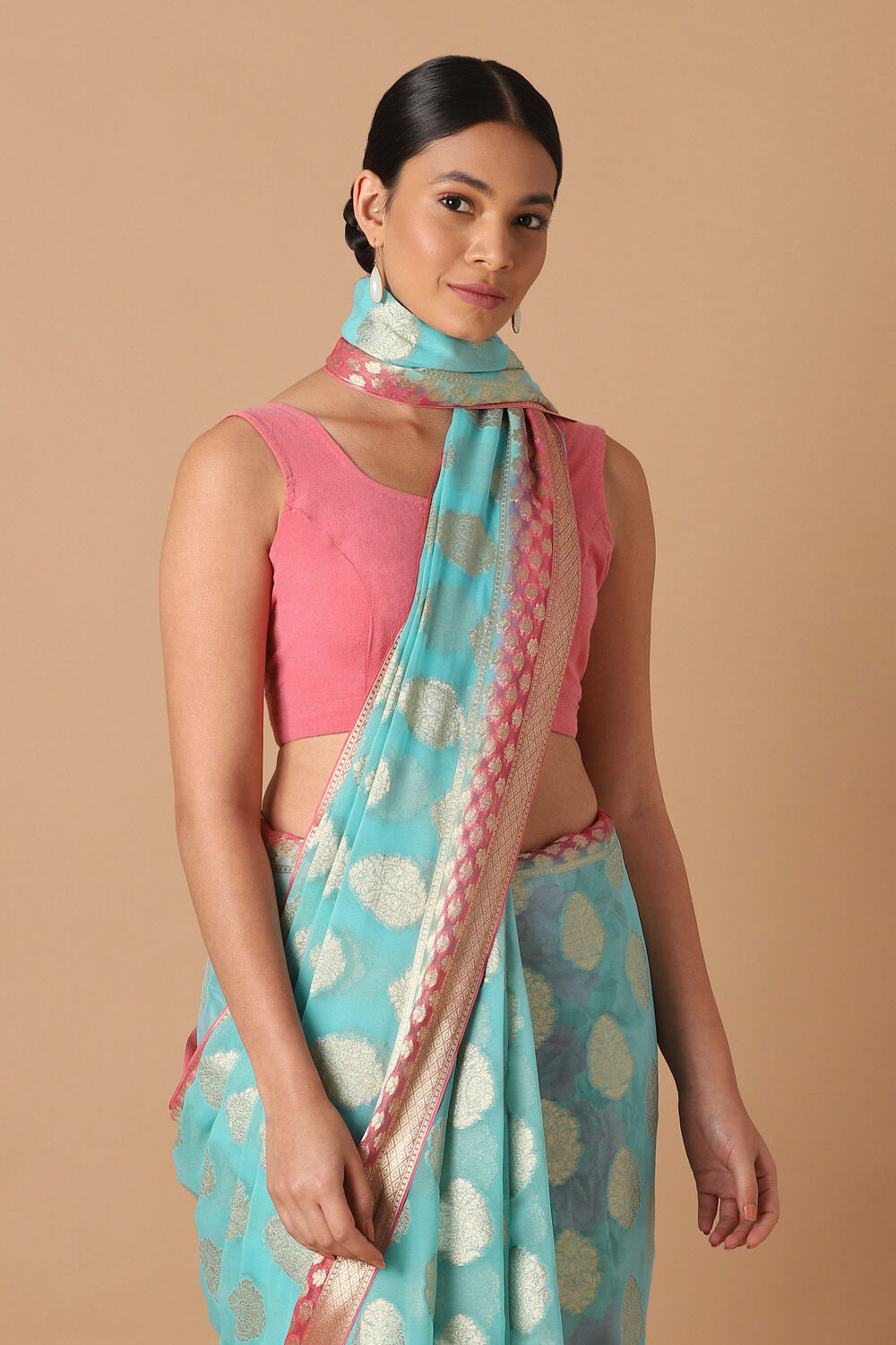 Blue Viscose Pure Georgette Banarasi Saree image number null