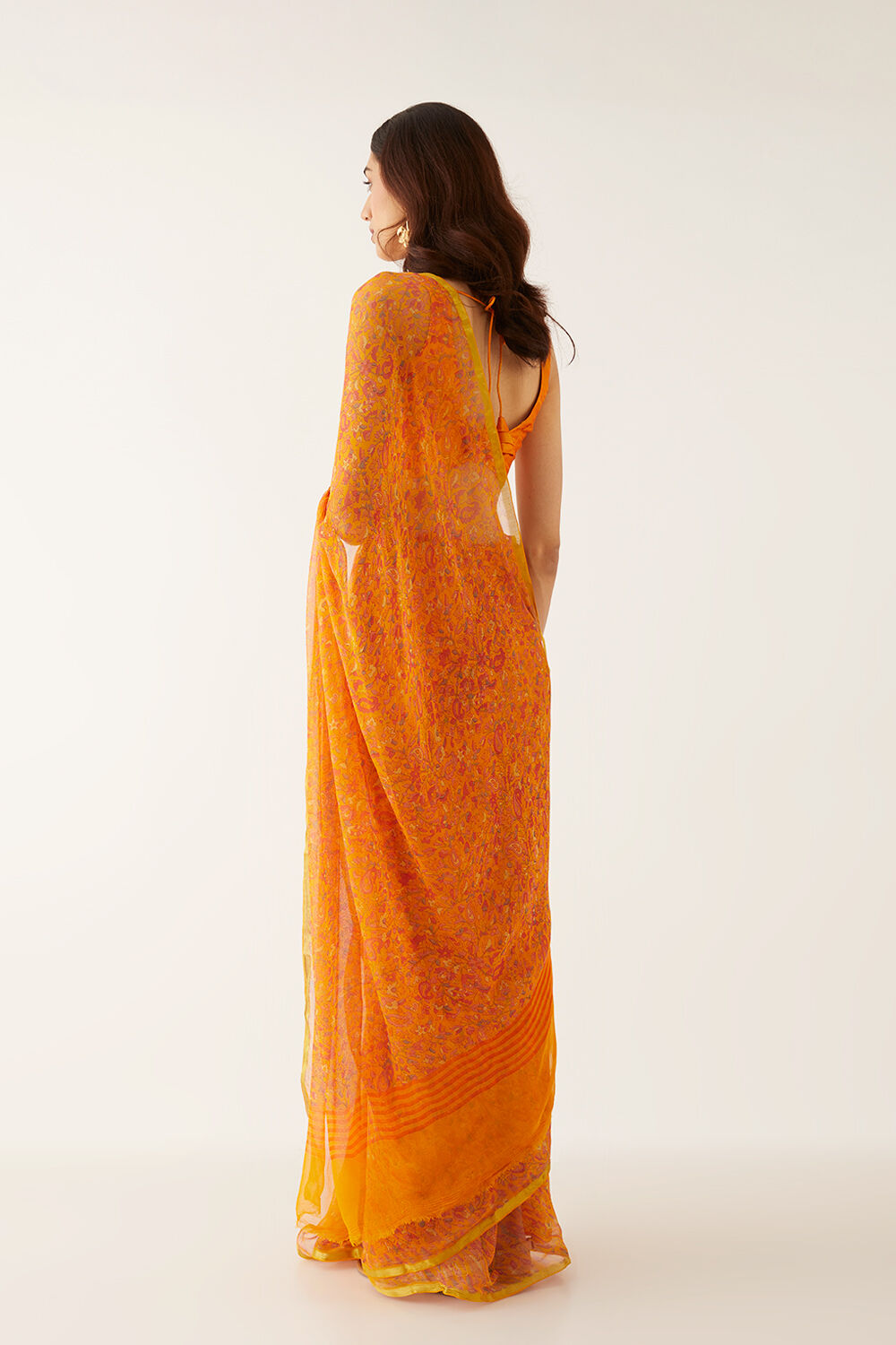 Yellow Viscose Chiffon Printed Saree image number null