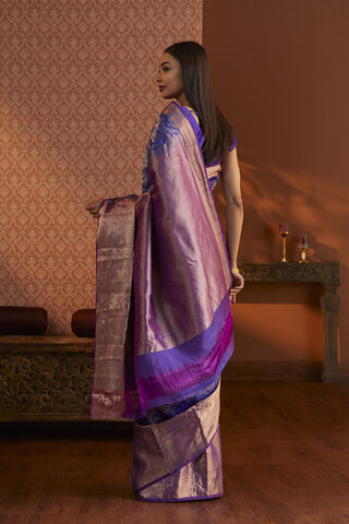 Blue Silk Viscose Woven Saree thumbnail image number null
