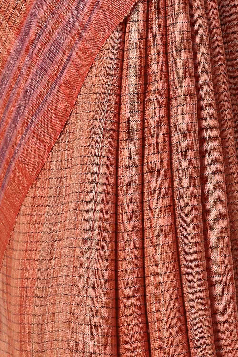 Light Orange Pure Tussar Silk Bhagalpuri Saree image number null