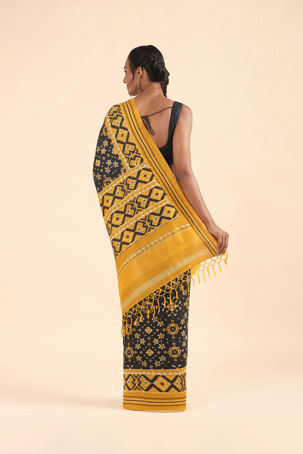 Black Pure Tussar Silk Digital Printed Saree image number null