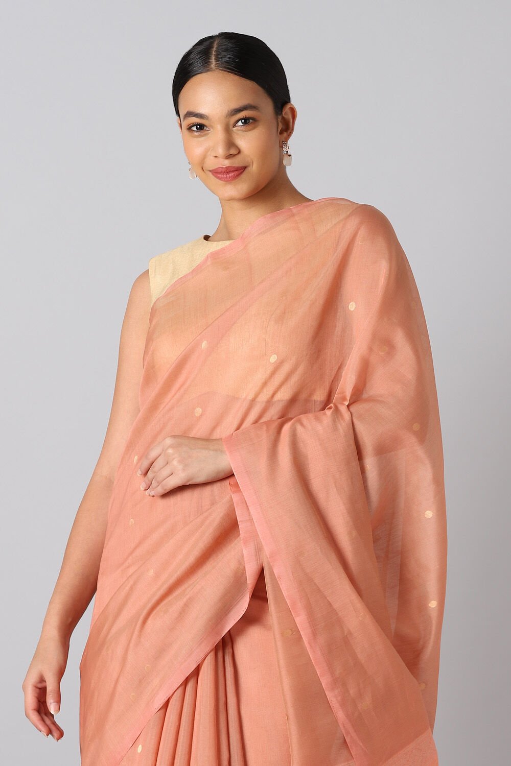 Light Orange Pure Silk Cotton South Saree image number null