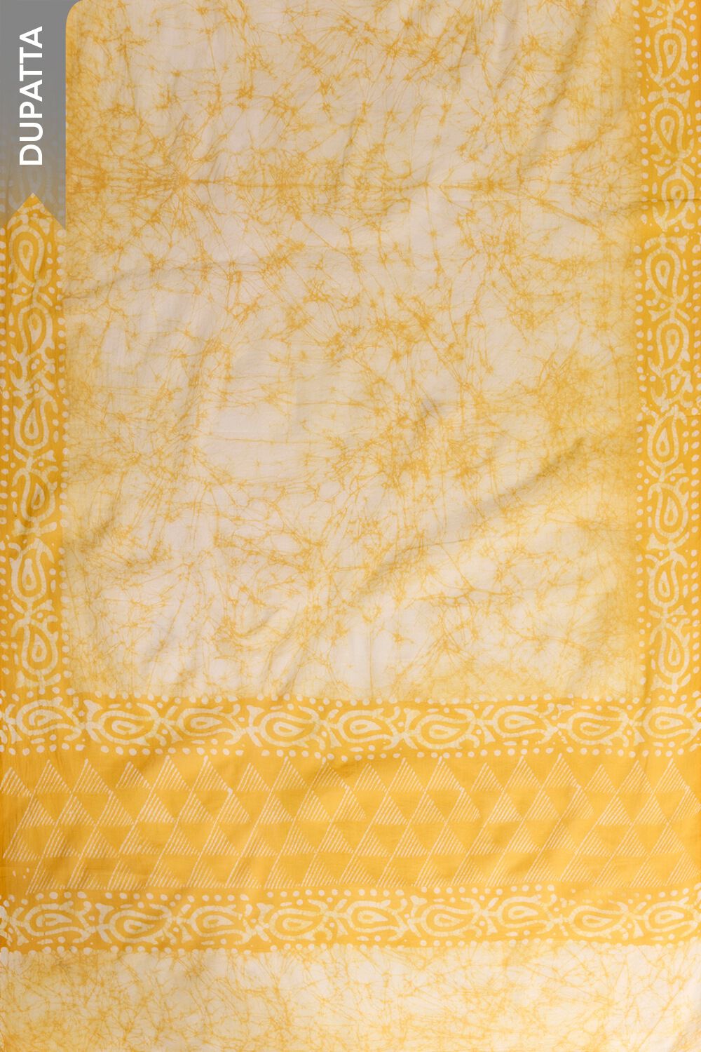Yellow Pure Cotton Batik Unstitched Suit Set image number null