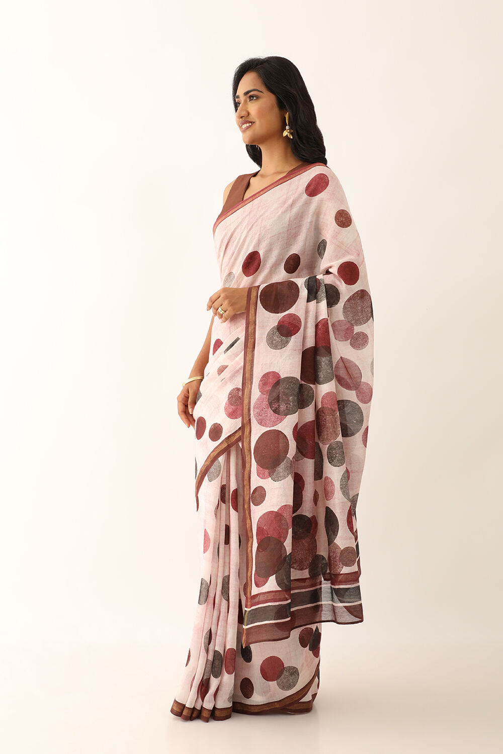 Light Pink Pure Silk Cotton Block Printed Saree image number null