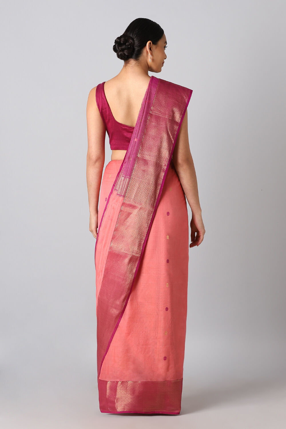 Pink Pure Silk Cotton Maheswari Saree image number null
