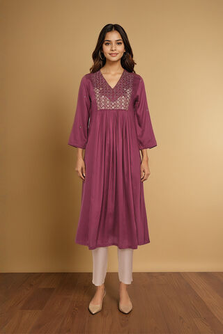 Violet Embroidery Modal Kurta thumbnail image number null